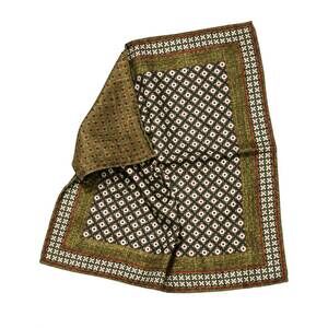 NEW EDWARD ARMAH dots print pocket square hand roll in olive